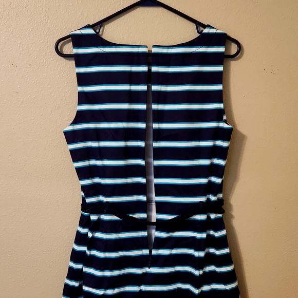 Tommy Hilfiger Sleeveless Fitted Dress, Size 12, Striped Nautical with cord belt - Picture 6 of 8